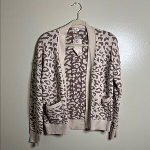 Cream and Brown Leopard Print Cardigan